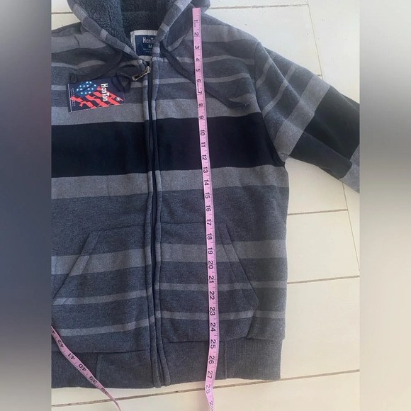 HAN Striped Sherpa Lined Sweat Full Zip Size - Picture 6 of 9